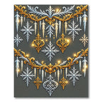 Elegant Metallic Silver Gold Winter Ornament Rug