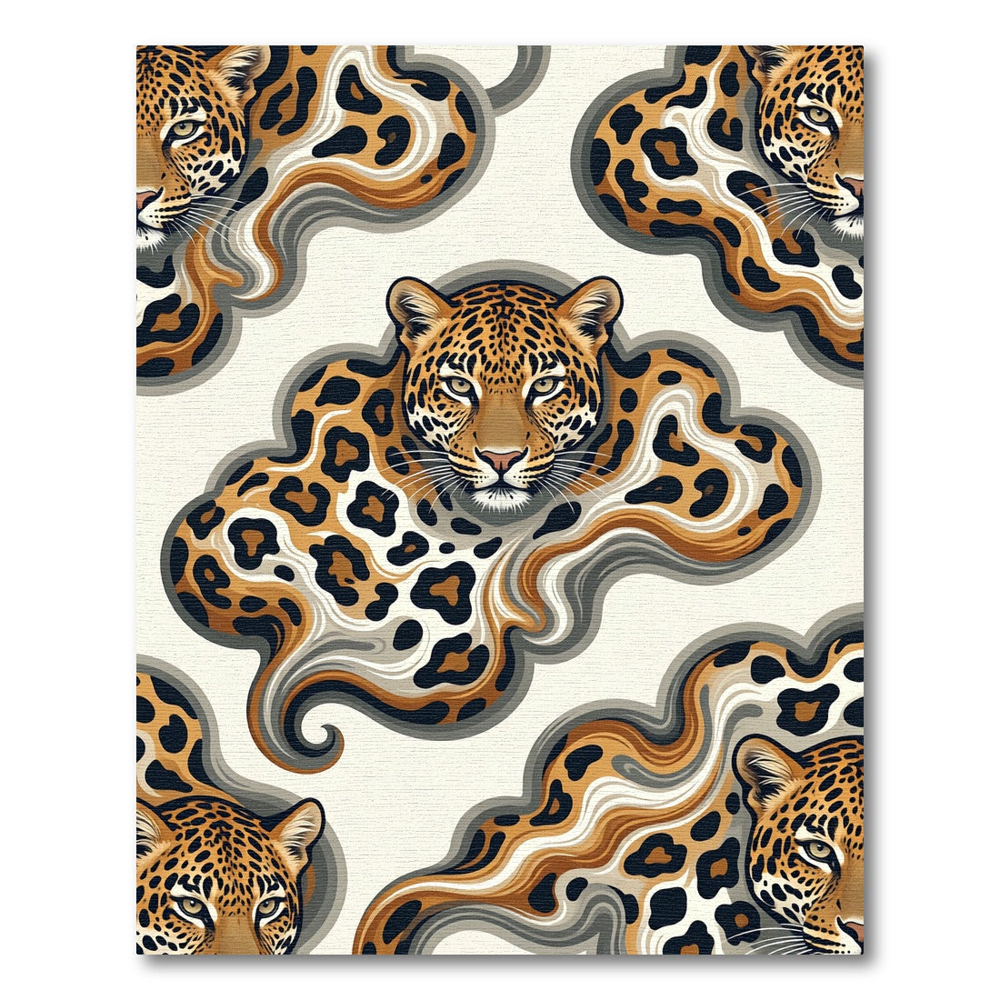 Earthy Leopard Swirl Abstract Art Rug