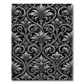 Monochromatic Charcoal Baroque Foliage Scroll Rug