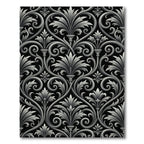 Monochromatic Charcoal Baroque Foliage Scroll Rug