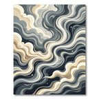 Modern Abstract Gray and Beige Swirl Rug