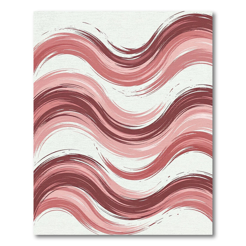 Abstract Mauve Wavy Horizontal Stripe Rug