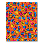 Vibrant Blue Yellow Star Playful Forms Rug