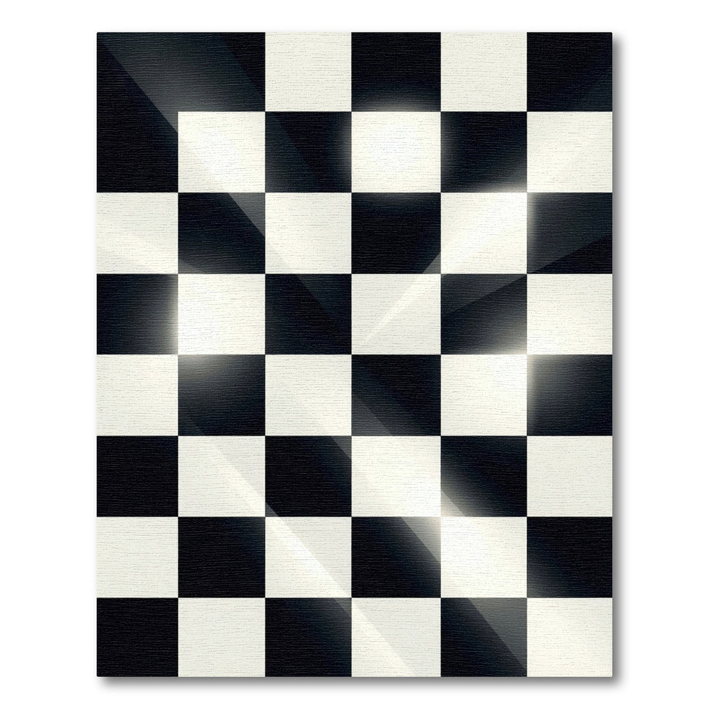 Bold Black White Checkered Surface Rug