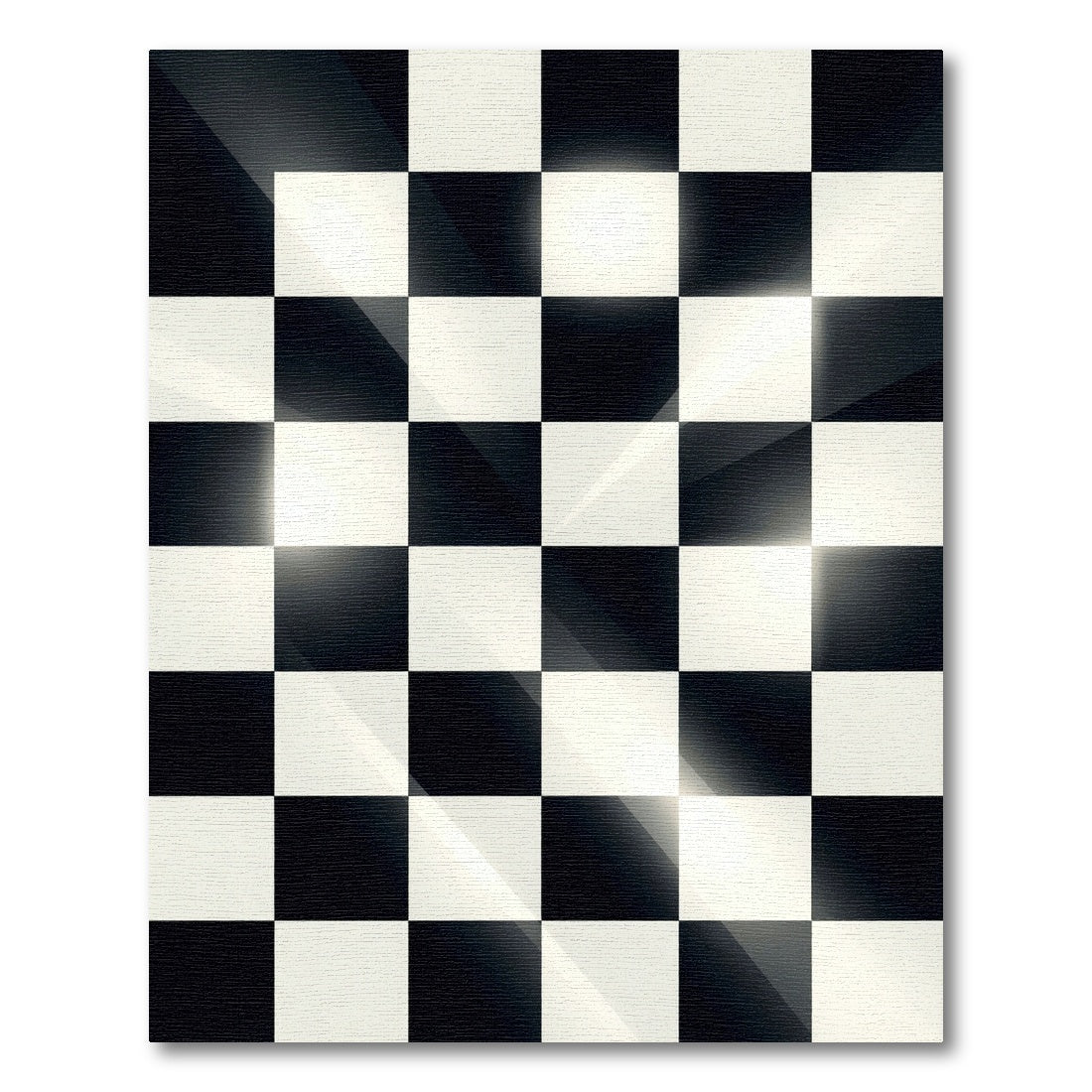 Bold Black White Checkered Surface Rug