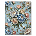 Pastel Blue Floral Bouquet Arrangement Rug