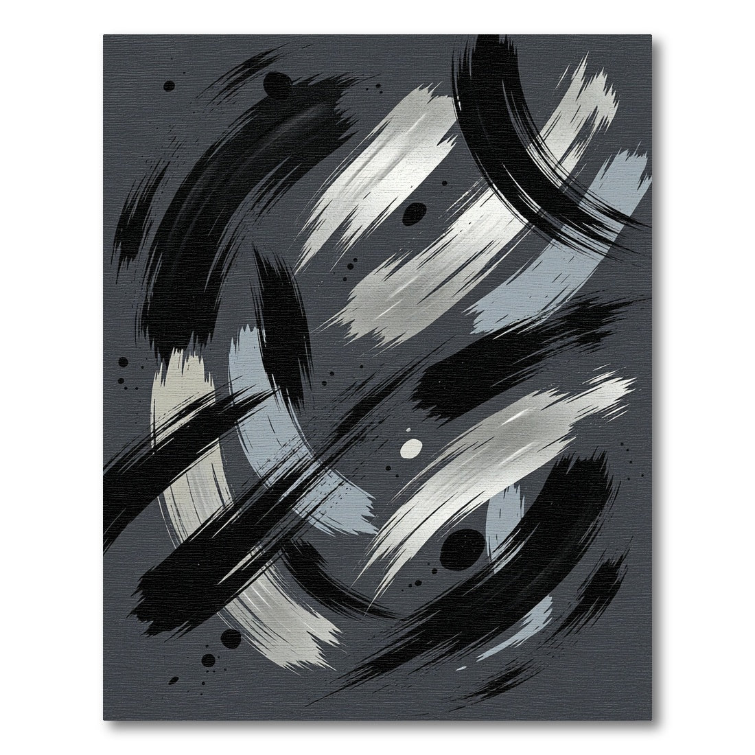 Modern Gray Black Abstract Brushstrokes Rug