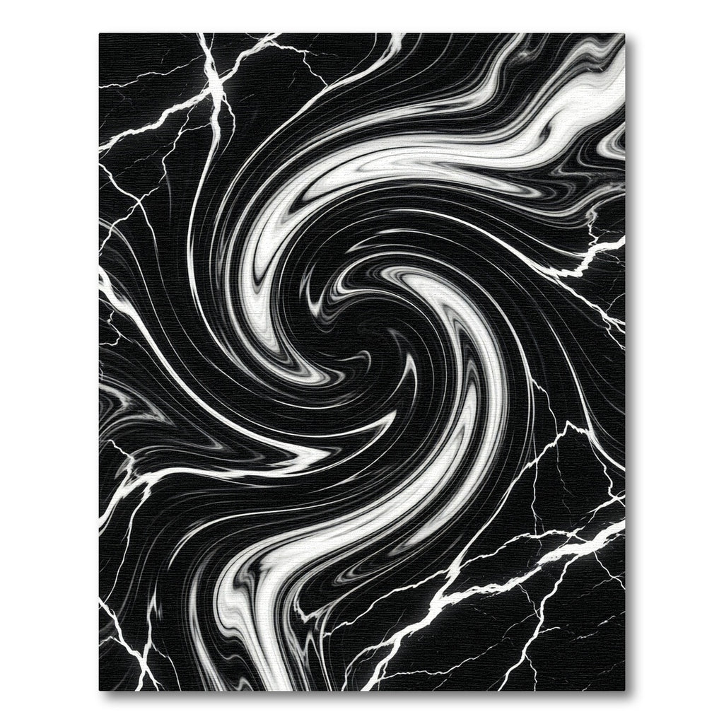Black White Marble Swirl Vortex Rug