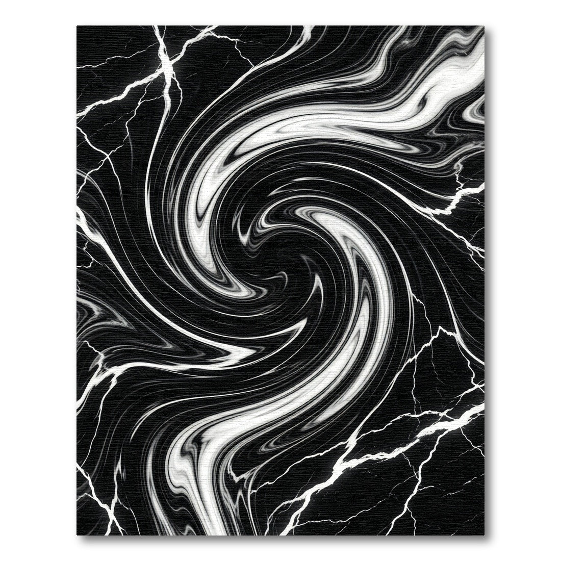 Black White Marble Swirl Vortex Rug
