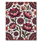 Vibrant Crimson Floral Botanical Rug