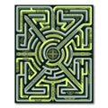 Yellow Green Maze Tribal Pattern Rug