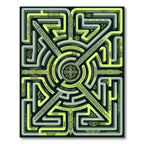 Yellow Green Maze Tribal Pattern Rug