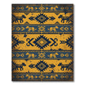 Tribal Yellow Blue Horse Band 6 Words Rug