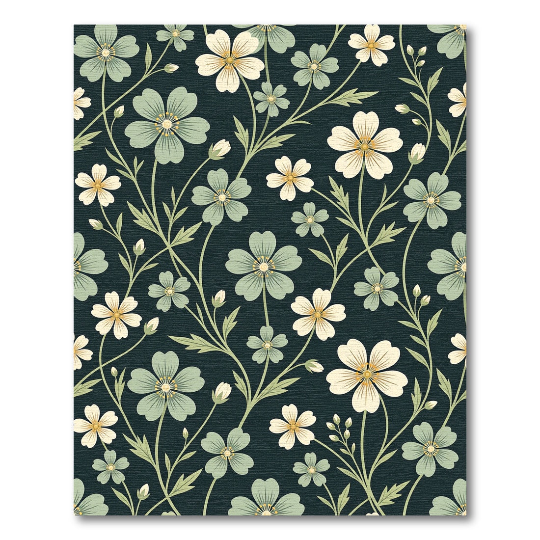 Sage and Cream Wildflower Botanical Rug