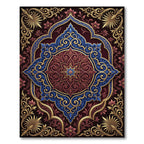 Ornate Royal Blue Crimson Floral Medallion Rug