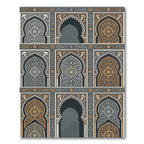 Ornate Archway Golden Mushroom Arabesque Rug