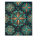 Teal and Amber Celestial Compass Mandala Rug