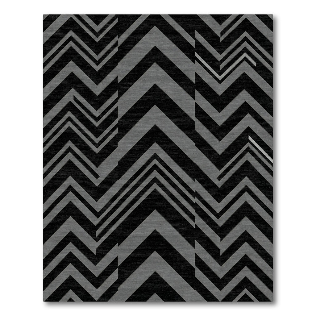 Modern Charcoal Black Geometric Chevron Rug