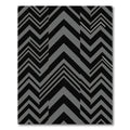 Modern Charcoal Black Geometric Chevron Rug
