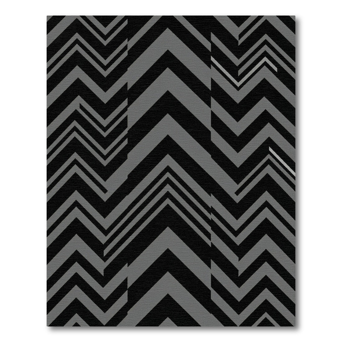 Modern Charcoal Black Geometric Chevron Rug