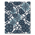 Midnight Blue Floral Swirl Botanical Rug