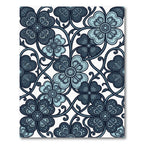 Midnight Blue Floral Swirl Botanical Rug