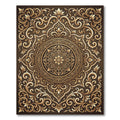 Ornate Gold Floral Medallion Scroll Rug