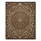 Ornate Gold Floral Medallion Scroll Rug