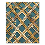 Golden Nautical Rope Geometric Rug