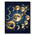 Celestial Moon Phase Golden Night Sky Rug