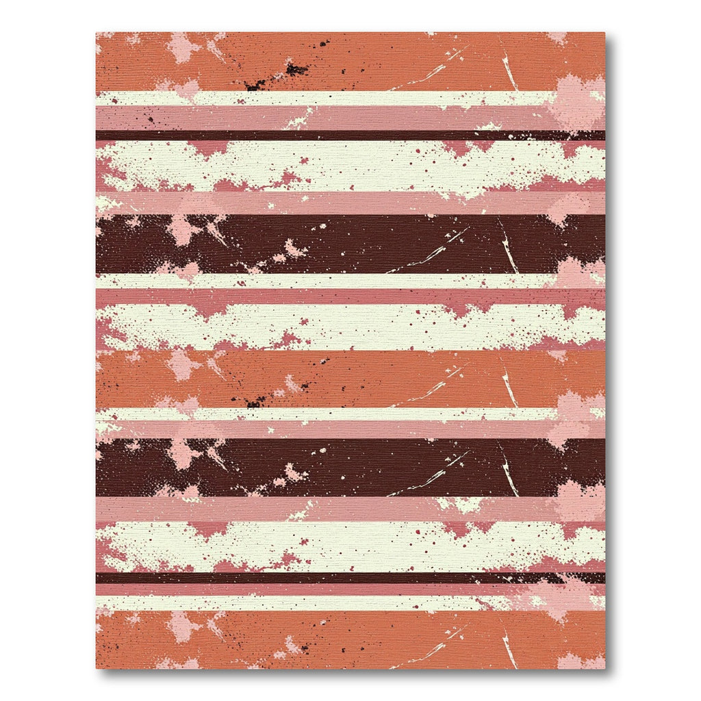 Retro Coral Splatter Stripe Rug