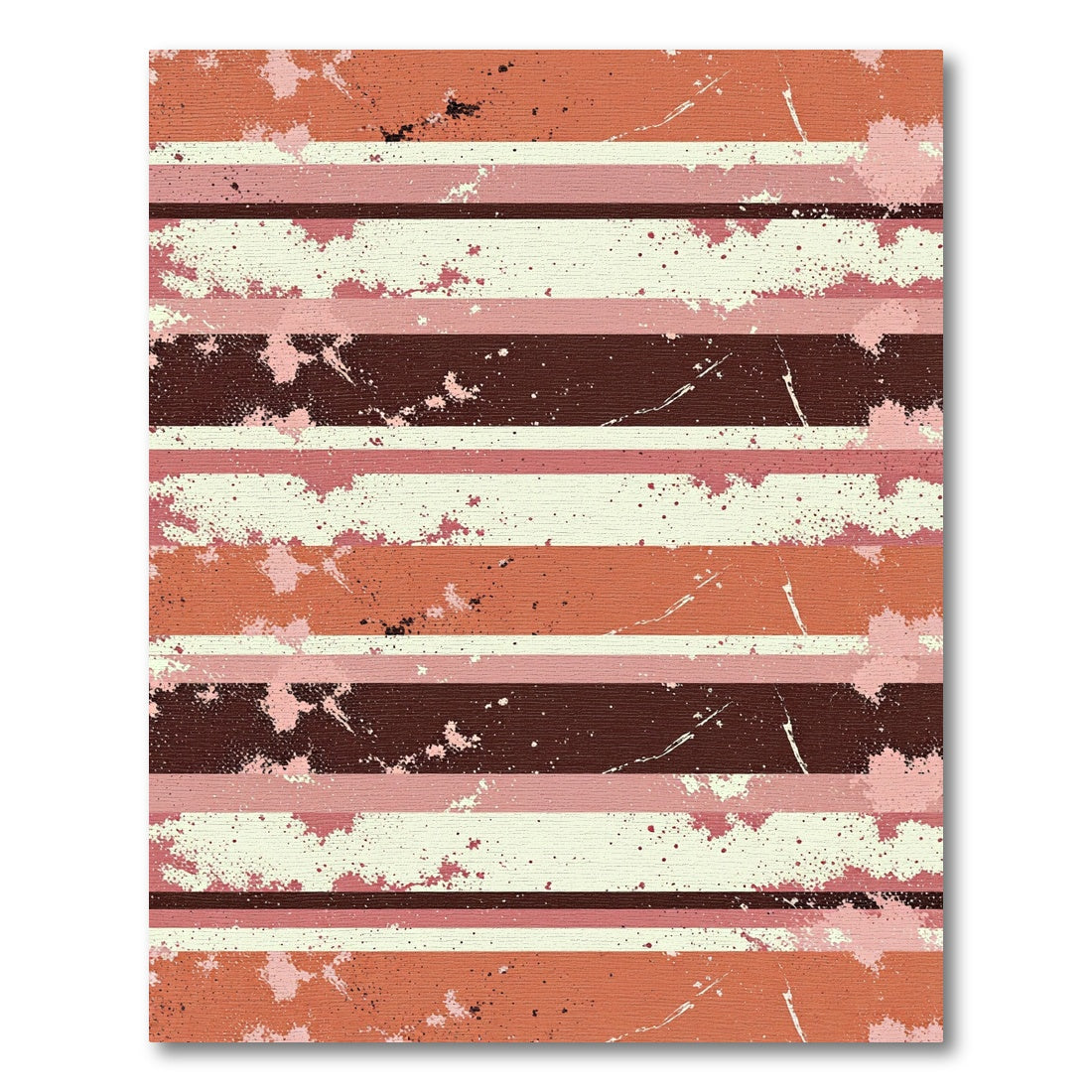 Retro Coral Splatter Stripe Rug