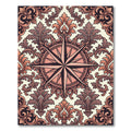 Coral And Brown Baroque Compass Rug
