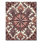 Coral And Brown Baroque Compass Rug