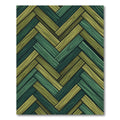 Green Wood Plank Herringbone Rug