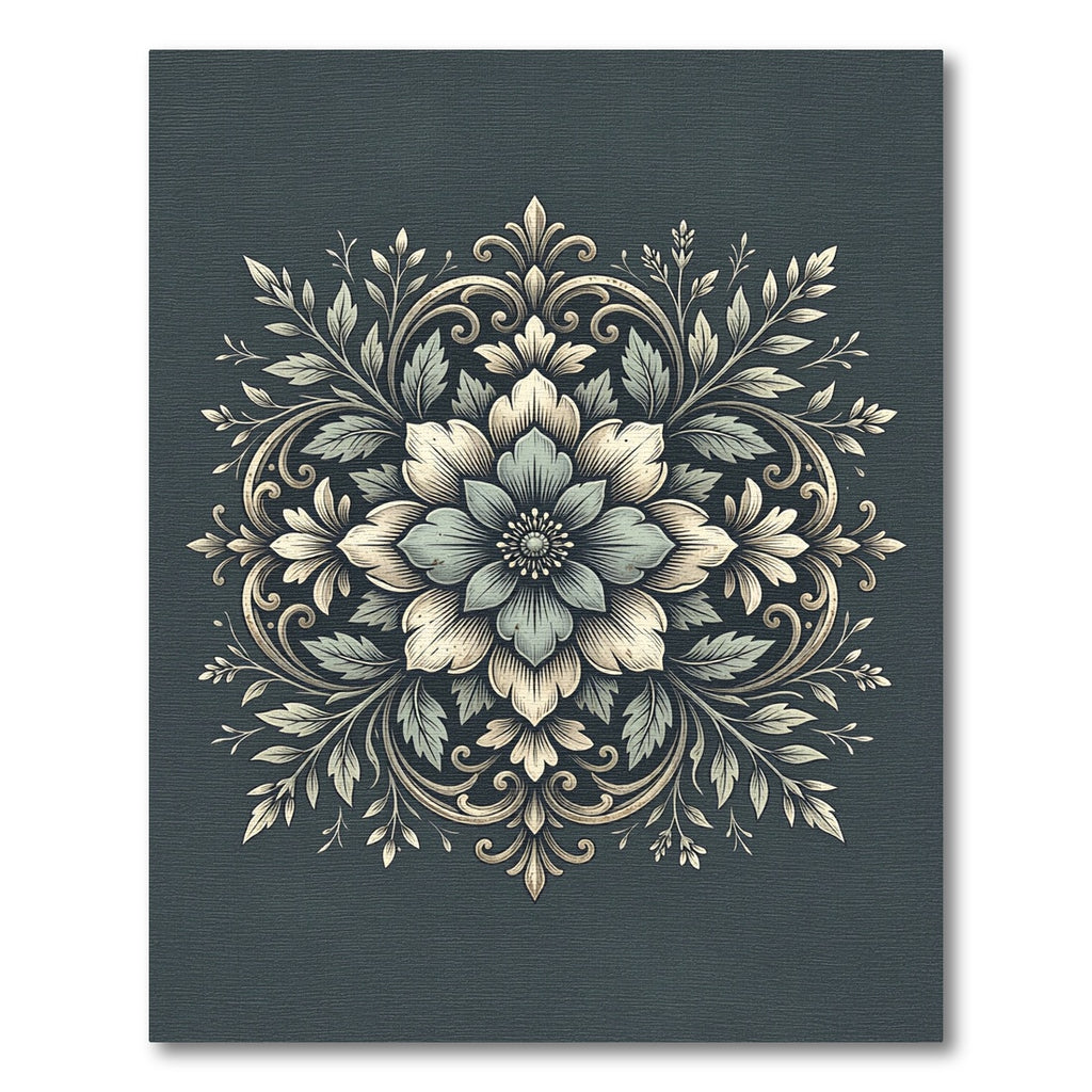 Sage Floral Ornamental Symmetry Medallion Rug