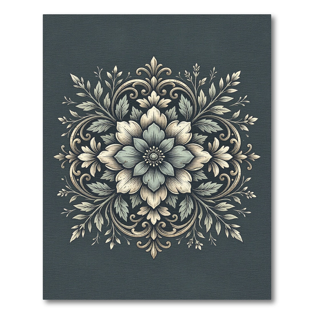 Sage Floral Ornamental Symmetry Medallion Rug