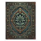 Ornate Emerald Palm Medallion Foliage Rug