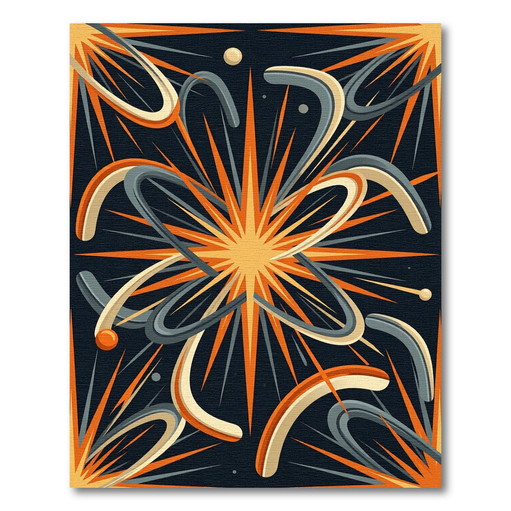 Celestial Sunburst Abstract Curvilinear Art Rug