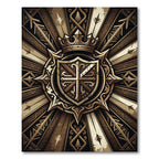 Royal Golden Crown Cross Medallion Rug