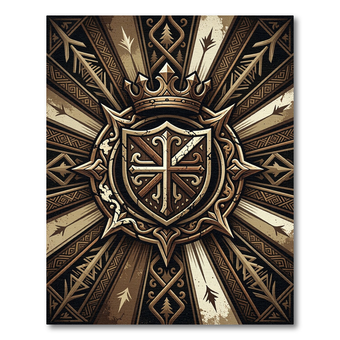 Royal Golden Crown Cross Medallion Rug