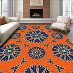 Bright Blue Sunburst Floral Medallion Rug