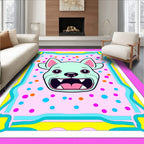 Whimsical Blue Dog Confetti Frame Rug
