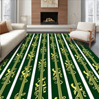 Emerald Gold Baroque Vertical Stripe Rug
