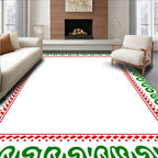 Green and Red Swirl Border Rug