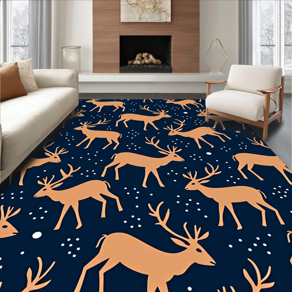 Golden Deer Dark Night Scatter Rug