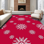 Crimson White Snowflake Cascade Rug