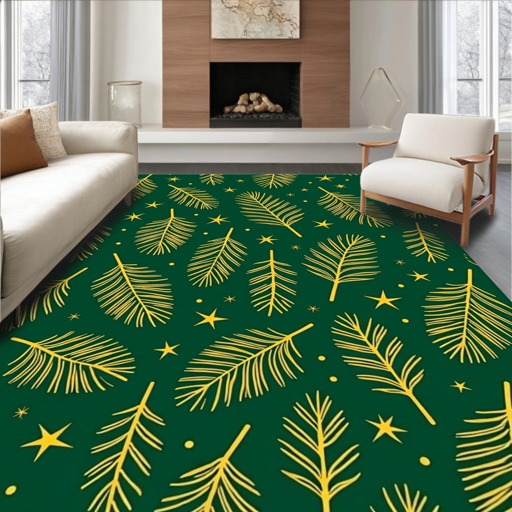 Golden Pine Needle Stars Rug