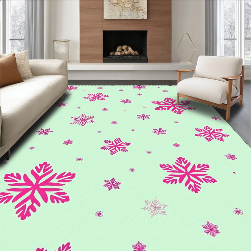Pink Snowflake Scatter Rug