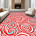 Whimsical Red Swirl Abstract Rug